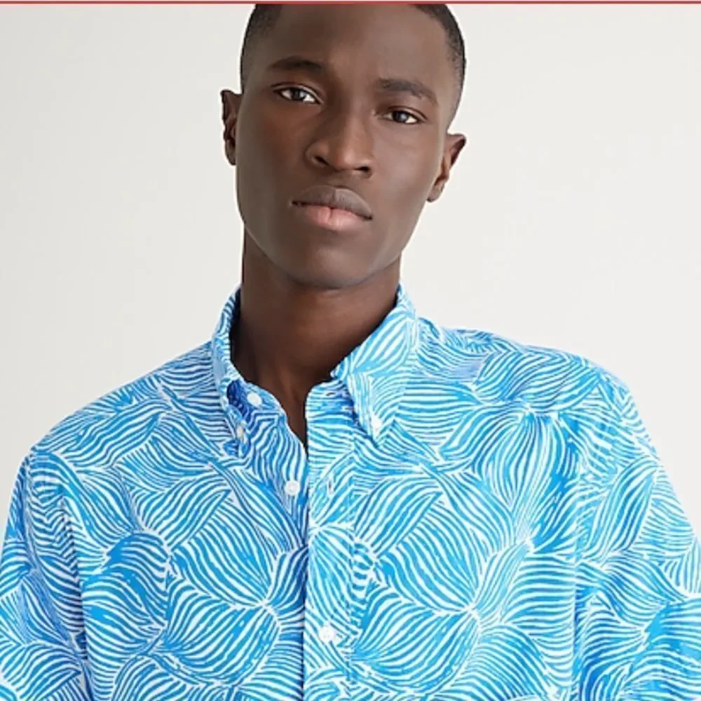 J Crew Short-sleeve‎ slub cotton shirt L Nwt see actual photo can’t find stock